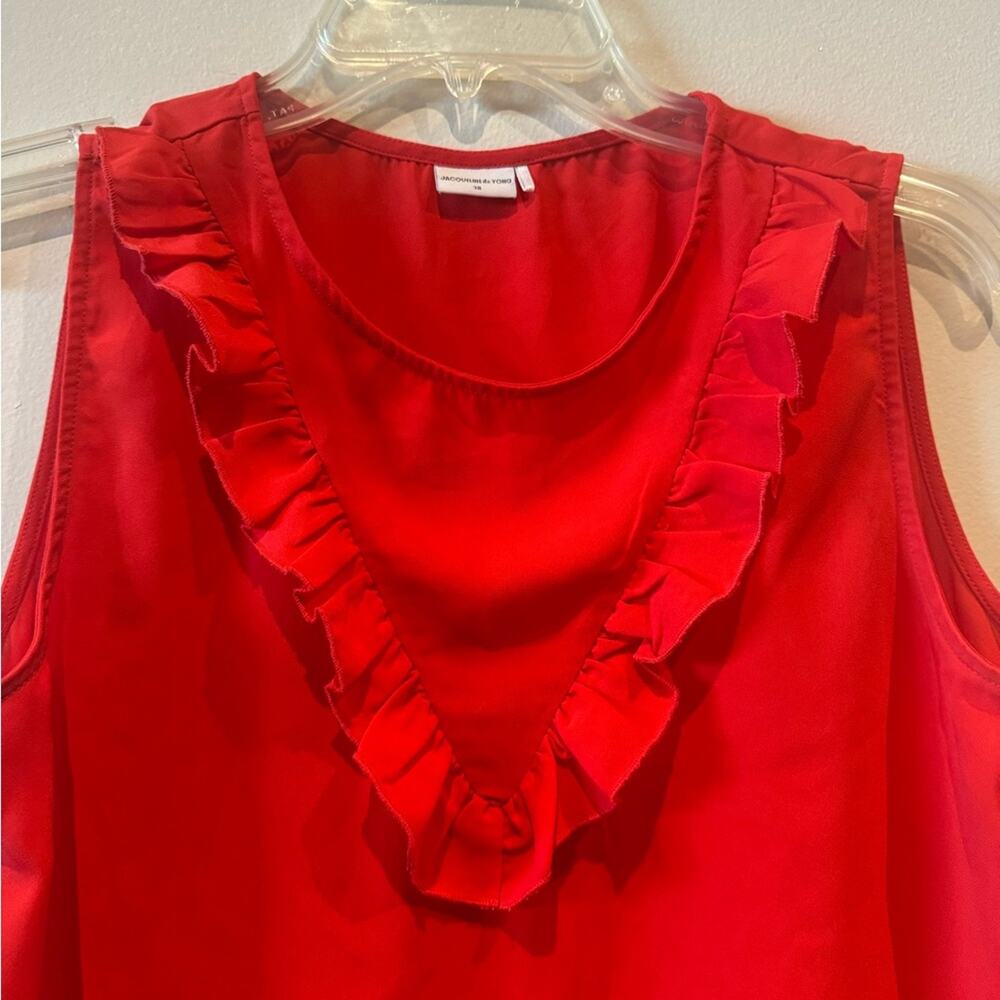 Jacqueline De Yong Red Silk Ruffle Front Sleevele… - image 2